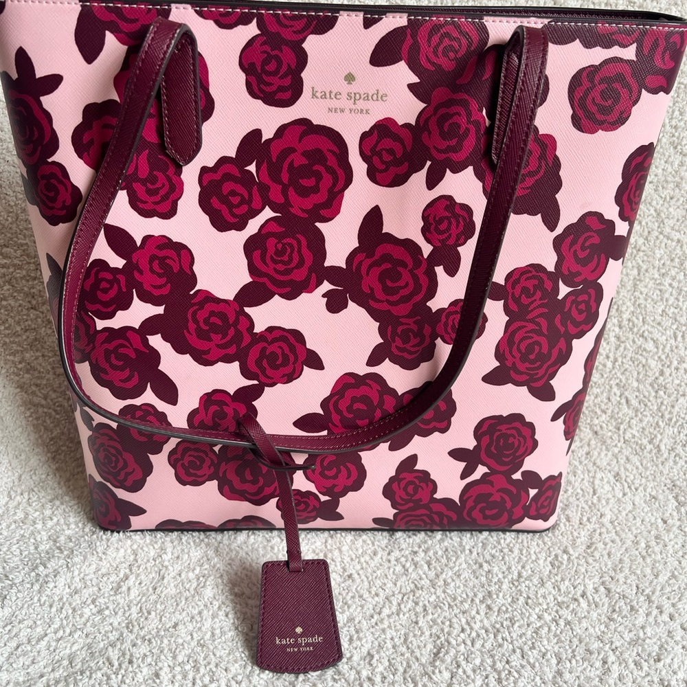 Kate Spade Pink and Red Floral Tote Bag